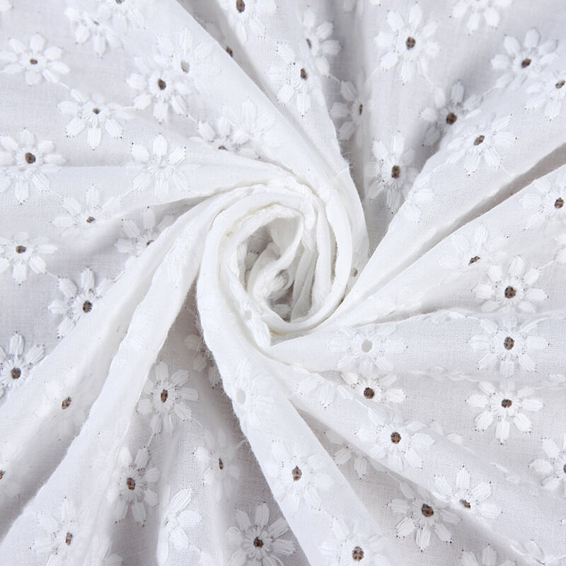 Embroidered Fabric Cutwork 100% Cotton for Women's Wear Wholesale Supp 5